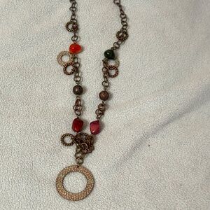 2/$20 Bronze & Silver Tone Chain w/Beads & 3 Sizes Open Circles Lobster Clasp